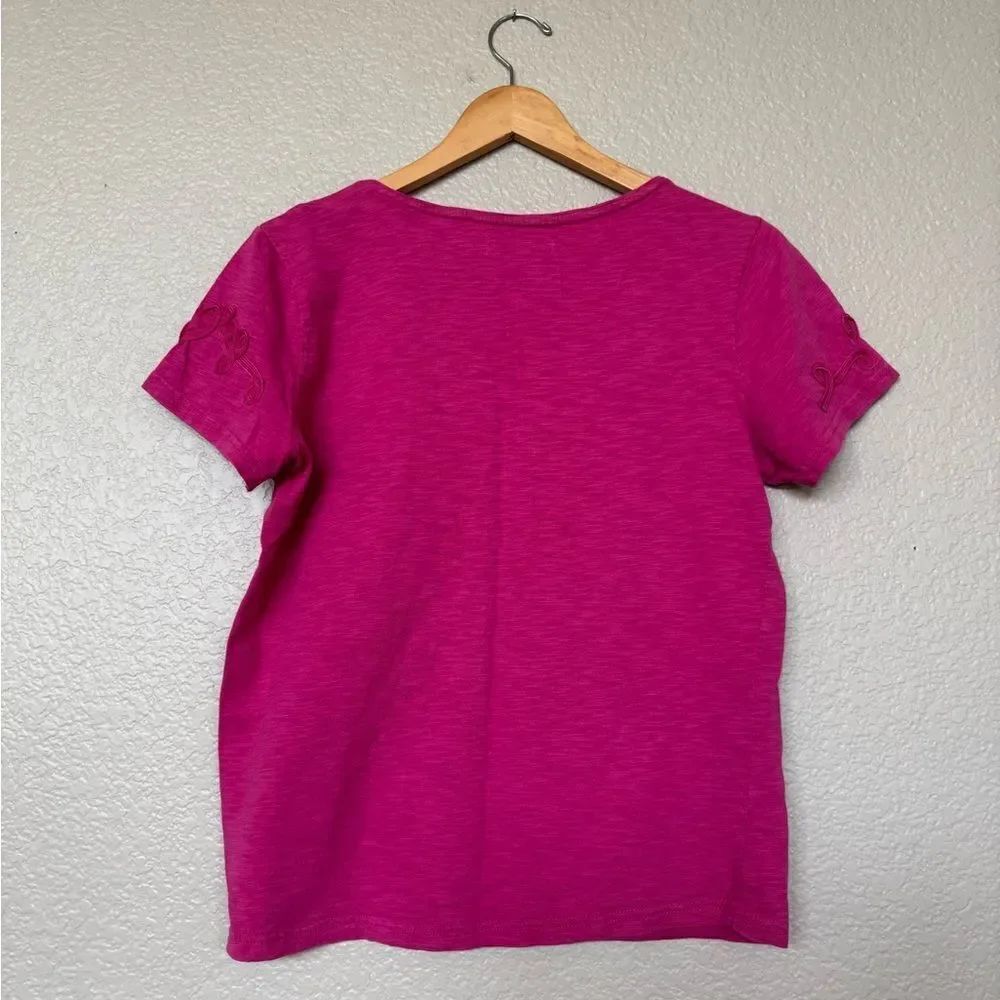 Rebecca Malone Pink Textured Graphic Top S - Picture 3 of 4
